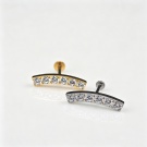 ASTM F136 Embedded Titanium 16G Elongated Unthreaded Cubic Zirconia Earrings 6 Round CZ Earrings Perforated Jewelry