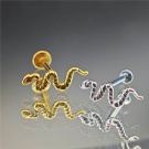 Push in Non Threaded Snake Shaped Flat Back Earrings F136 Titanium Anti Allergic Animal Skin Puncture Jewelry