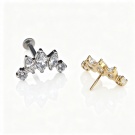 Anti Allergy Body Jewelry Fashion ASTM F136 Titanium Push in Zircon Unthreaded Crown Earrings Wholesale