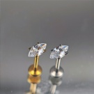 Wholesale F136 Titanium Unthreaded Zircon Pear Shaped Claw Set Flat Back Earrings Lip Perforated Jewelry