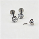 G23 Titanium Unthreaded Flat Back Earrings Round Zircon Top Cartilage Ear Screen Perforated Body Jewelry