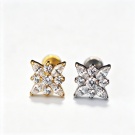 ASTM F136 Titanium Zircon Flower Non Threaded Flat Back Nose Nails Ear Nails Push in Ear Cartilage Puncture Jewelry Wholesale