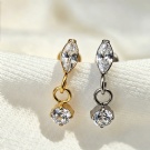 16G Flat Back Olive Cut Zircon Pendant ASTM F136 Titanium Non Threaded Ear Screen Eardrop Nails Perforated Body Jewelry