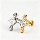 Wholesale of square and 2-circular Zircon Cartilage Ear Studs G23 Titanium Puncture Jewelry Without Thread Flat Back Earrings