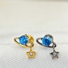 Cosmic Shaped Star Pendant Earrings ASTM F136 Titanium Unthreaded Three Claw Blue Zircon Nose Ring Wholesale
