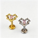 Thorn Hollow Heart-shaped Olive Pointed Zircon Inlaid Earrings Wholesale G23 Titanium Unthreaded Ear Screen Perforated
