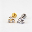 Threadless Clover Shaped Zircon Earrings Triple Round Zircon Earrings Puncture F136 Titanium Ear Lip Puncture Wholesale
