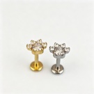 ASTM F136 Titanium Alloy Heart-shaped Claw Earrings Unthreaded Zircon Flat Back Earrings Wholesale
