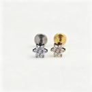 Wholesale G23 Titanium 16G Small Flower Zircon Earnail Non Threaded Flat Back Ear Screen Puncture