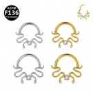 Wholesale F136 Titanium Alloy Double Serpentine Zircon Ear Nose Ring Diaphragm Ring Woman Puncture Jewelry