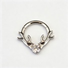 Embedded G23 Titanium Deer Horn Zircon Seamless Closed Nose Ring Hinged Segmented Ring Perforated Nose Decoration