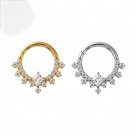 16G Hinge Diaphragm Segmented Ring Wholesale G23 Titanium square Zircon Cluster Shaped Circular Zircon Cartilage Earrings