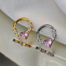 G23 Titanium Heart-shaped Nose Ring Zircon Segment Hinged Nose Ring Fashion Perforated Jewelry Wholesale