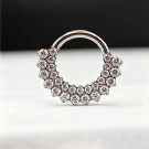 Wholesale F136 Titanium Double Row Circular Zircon Nose Ring Hinge Type Nasal Septum Ring Puncture Jewelry
