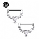 Wholesale G23 Titanium Straight Barbell Love Transparent Small Flower Zircon Nipple Ring Perforated Body Jewelry
