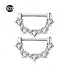 F136 Titanium Cross Border Product D-shaped Diamond studded Milk Ring, Fun Women's Nipple Ring Wholesale