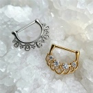 Wholesale G23 Titanium 14G Hollow Lace Gold Silver Nipple Ring Anti Allergic Puncture Jewelry
