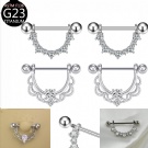 New F136 Titanium Zircon Lace Nipple Ring Wholesale 14g Anti Allergy Diaphragm Ring Sexy Breast Nail Puncture