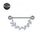 F-136 Titanium Female Nipple Ring Wholesale New Zircon Leaf Shaped Nipple Ring Fashion Female Body Jewelry