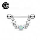 ASTM F136 Titanium Nipple Ring Three Layer Bright CuttiG23 Titanium Nipple Ring Sky Star Moon Zircon Barbell Nipple Ring Body Piercing Jewelry