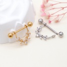 14GF136 Titanium Zircon Leaf Suspension Nipple Ring Nipple Ring Puncture Jewelry Wholesale