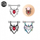 Wholesale 14G Straight bar Barbell F136 Titanium Zircon Spider Nipple Ring Suitable for Parties