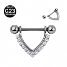 ASTM F136 Titanium Internal Thread V-shaped Zircon Barbell Female Sexy Nipple Piercing Ring Nipple Ring Wholesale