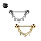 G23 Titanium U-shaped Zircon Nipple Couch Piercing Leaf Shaped Nipple Ring Wholesale