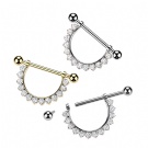 F136 Titanium U-shaped Round Zircon Nipple Couch Piercing Wholesale Internal Thread Nipple Barbell