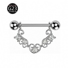 14G External Thread Fine Wire Heart-shaped Nipple Ring G23 Titanium Circular Zircon Nipple Couch Piercing Jewelry Wholesale
