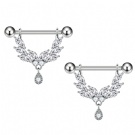 14G butterfly Pendant Nipple Couch Piercing Wholesale G23 Titanium Internal and External Thread Horse Eye Zircon Nipple Ring