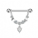 Romantic Love U-shaped Zircon Nipple Ring F136 Titanium 16mm Body Piercing Jewelry Wholesale