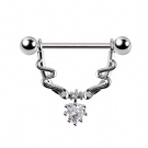 Wholesale F-136 Titanium Double Snake Zircon Nipple Couch Piercing 1.6 Coarse Anti Allergy Pendant Nipple Ring