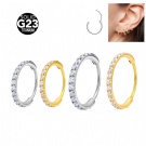 ASTM F136 Titanium Inlay Zircon Round Earrings Hinged Segment Ear Tragus Cartilage Septum Body Jewelry