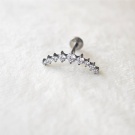 Wholesale Custom G23 Titanium Trendy Piercing Internally Threaded Cartilage Flat Back Earrings 9 Zircon Curved Earring