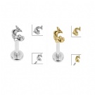 G23 Titanium Orthodox Engagement Wedding Koi Fish Threaded Flat Back Earrings Tragus Piercing Ring
