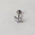 Wholesale Custom Astm F136 Titanium Piercing Flat Back Earrings Zircon Piercing Earring Internal Thread Body Jewelry