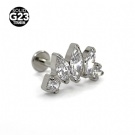 Wholesale Custom G23 Titanium Zircon Wedding Engagement Internal Thread Ear Tragus Cartilage Flat Back Earring
