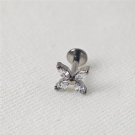 Wholesale Custom Implant Grade G23 Titanium Design Butterfly Piercing Zircon Helix Flat Back Earrings