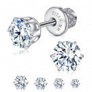 Wholesale G23 Titanium Flat Back Threaded Earrings with Sparkling Zirconia Six Claw Titanium Earrings Suitable for Men and Women