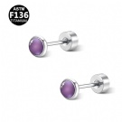 F136 Titanium Hypoallergenic Onyx Earrings Wholesale Flat Back Threaded Earrings Body Piercing Jewelry