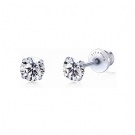 Low Allergy Spiral Flat Back Earrings G23 Titanium 4-paw Zircon Threaded Earrings Puncture Jewelry Wholesale