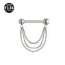 Wholesale G23 Titanium Internal Thread Nipple Barbell Triple Chain Nipple Ring Body Piercing Jewelry