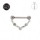 Wholesale ASTM F136 Titanium Unthreaded Push in Nipple Ring Chain and Flat Disc Piercing Nipple Jewelry