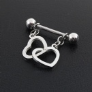G23 Titanium Heart to Heart Anti Allergy Straight Bar Barbell Double Heart Sexy Nipple Puncture
