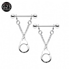 External Thread G23 Titanium Handcuffs Chain Swinging Barbell Wholesale Sexy Nipple Piercing Jewelry