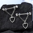 Heart-shaped Chain Nipple Ring G23 Titanium Thread Barbell 14G Dangerous Nipple Puncture Jewelry Wholesale