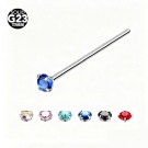 Wholesale Beautiful G23 Titanium Pointed Set Zircon Fish Tail Nose Ring Long Small Rod Nose Nail