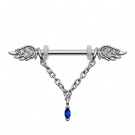 14G Nipple Chain Ring Women's Nipple Couch Piercing Jewelry G23 Titanium Wing Shaped Zircon Nipple Nail Puncture Wholesale