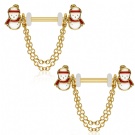 G23 Titanium Gold Snowman Christmas Pendant Nipple Couch Piercing Wholesale Nipple Fixing Device